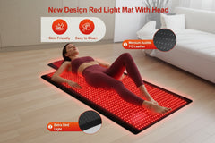 2025 New 73“ x 33” Full Body Red Light Therapy Mat for Body Pain Relief Premium Leather 1370 Dual Wavelength LEDs Adjustable Timer & Intensity Black