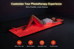 2025 New 73“ x 33” Full Body Red Light Therapy Mat for Body Pain Relief Premium Leather 1370 Dual Wavelength LEDs Adjustable Timer & Intensity Black